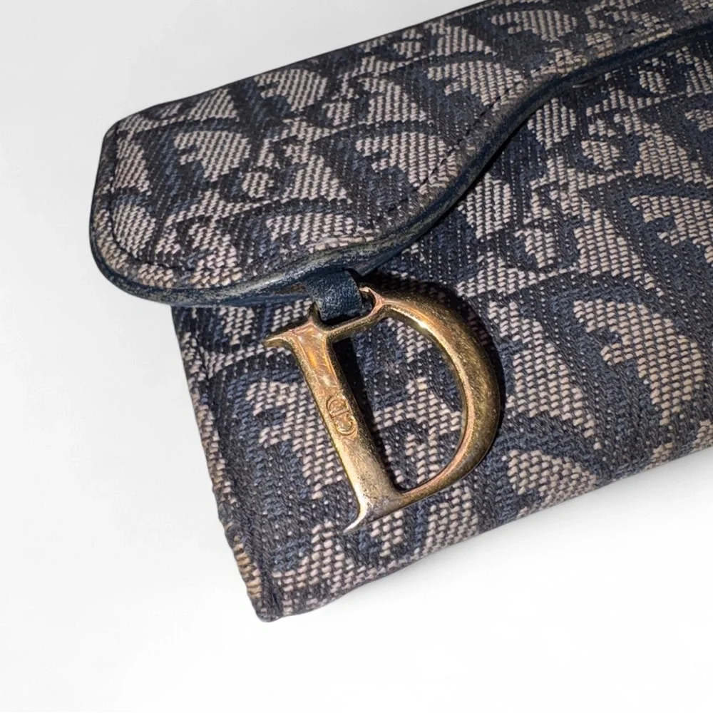 Christian Dior — Lotus Trifold Saddle Wallet in blue Dior Oblique jacquard✨ #519